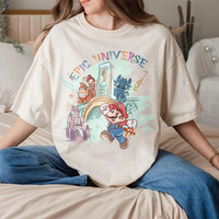 2025 Disney Wolrd Tee Retro Epic Universe Comfort Colors Shirt Women's Y2K Fashion Leisure Oversized Sports Short sleeved Shirt