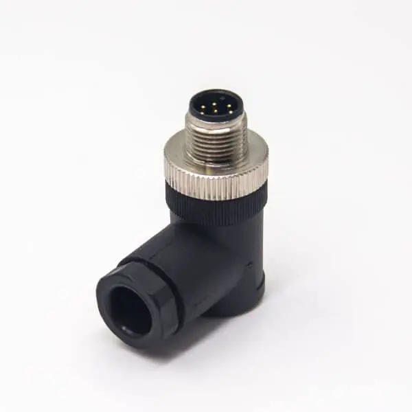 M12 Plug 8 Pin Male A-coded Right Angle, IP68 Waterproof Field Assembly Connector, Plastic Shell for Industrial Sensor Cable