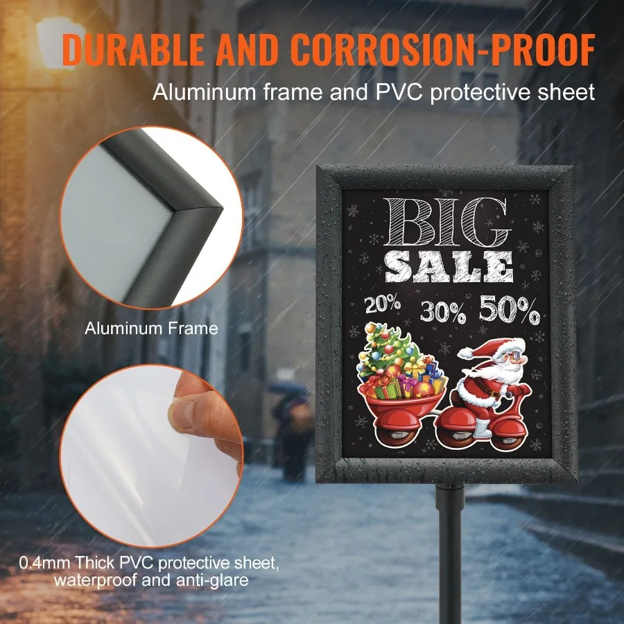 

Подставка для вывесок 8,5 x 11 дюймов, регулируемая по вертикали и горизонтали, прочная напольная подставка для плакатов с креплением R