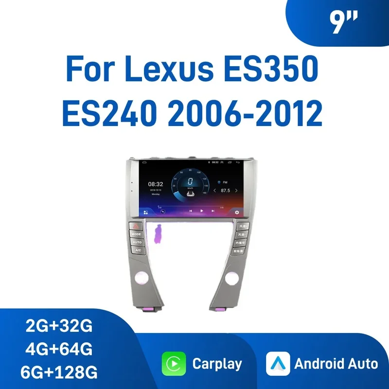 9 Inch Android Car Navigation for Lexus ES350 ES240 2006‑2012, Vertical Screen GPS Multimedia Player, Wireless CarPlay, WiFi