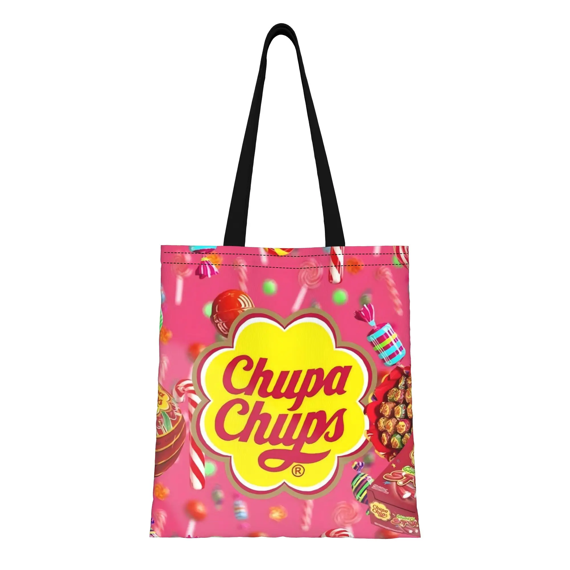 

FUN 21 Chupa Chups Canvas Tote Bag Perfect for Grocery Women's Top-Handle Bags