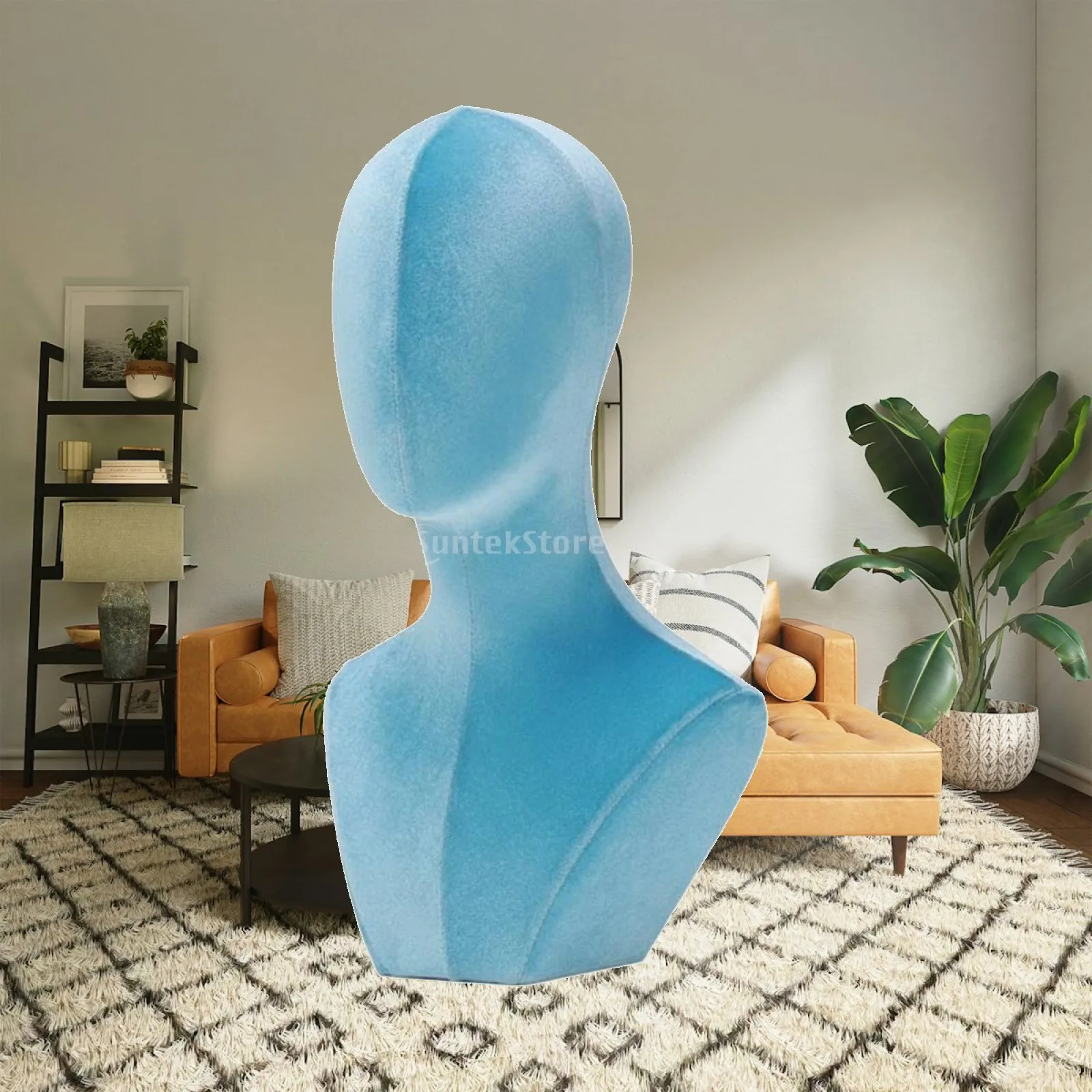 Decorative Velvet Mannequin Head with Foam Core and Non Slip Fabric for Hat Scarf and Hairpiece Display in Storefronts