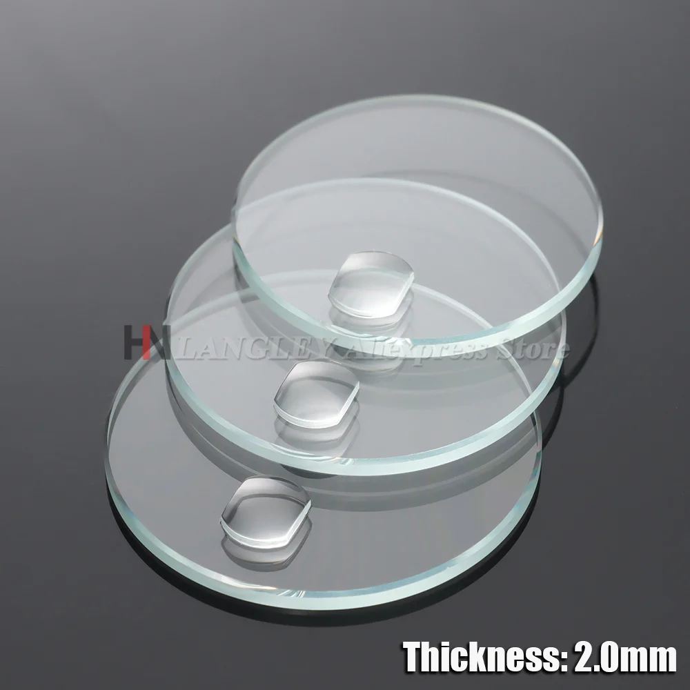 2.0mm Thickness Date Window Watch Glass Round Flat Mineral Timepiece Transparent Crystal Magnifier 29.5mm-33.5mm Diameter 1/2pcs