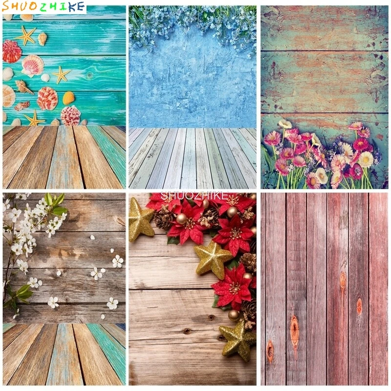 

Digital Photography Backdrops Prop Flowers Wooden Planks And Floor Theme Photography Background BC-01