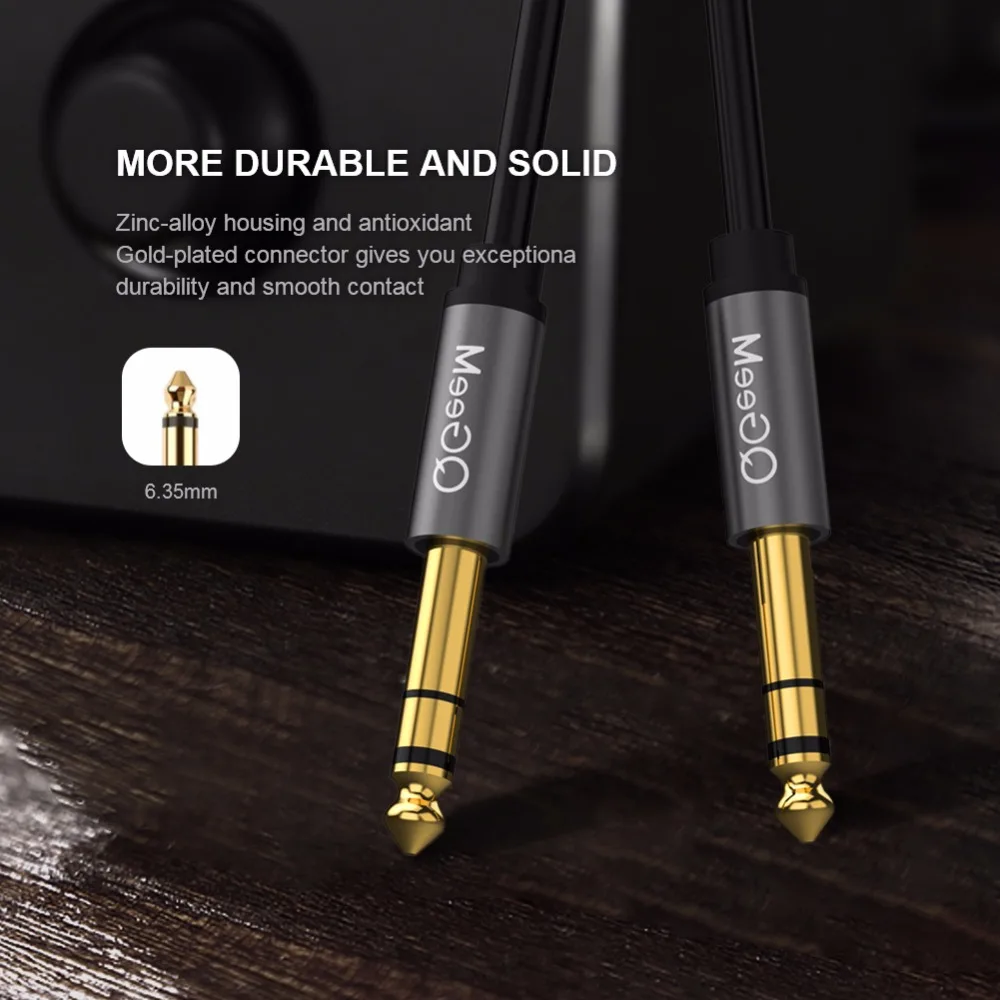 QGeeM 6.5mm 6.35mm kabel Audio Jack 6.35 Jack z męskiego na męskie przewód Aux 1m 2m 3m do gitary wzmacniacz miksujący basu przewód Aux 6.35mm