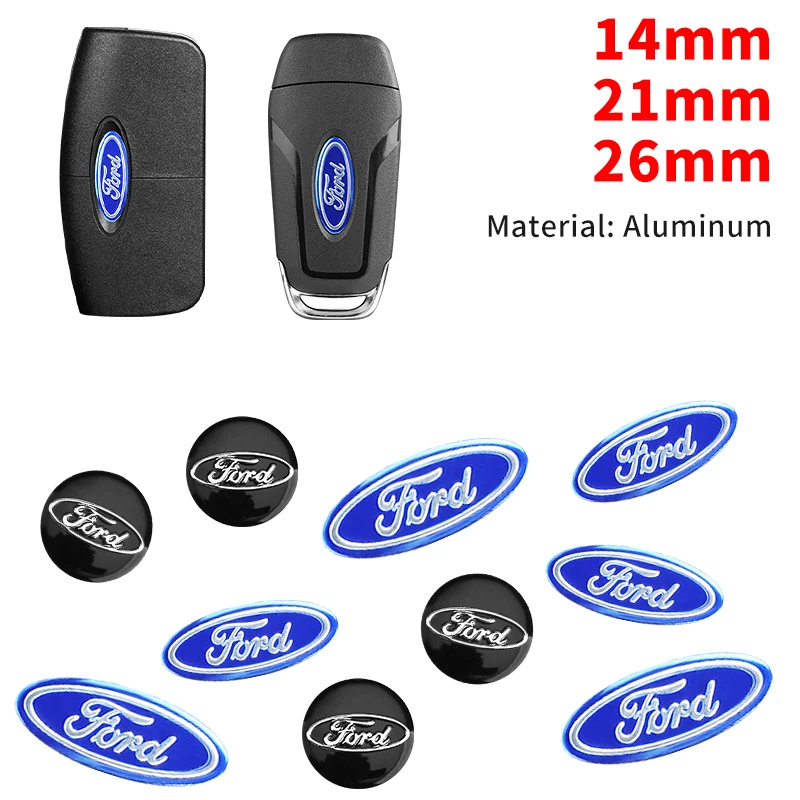 14 мм 21 мм 26 мм алюминиевые наклейки с эмблемой дистанционного ключа автомобиля для Ford mk2 mk3 Ranger Mondeo mk4 S-MAX Kuga Mustang Fusion автомобильный Стайлинг