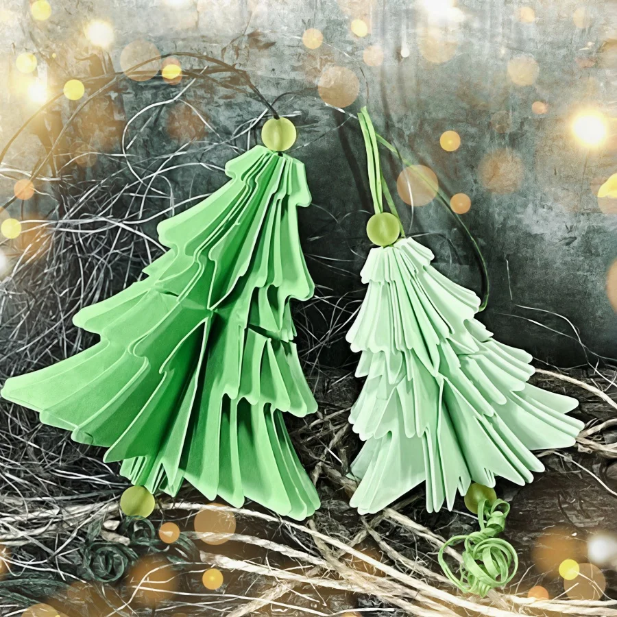 Drei Origami-Weihnachtsbäume in verschiedenen Größen, Metall-Stanzformen für DIY, Scrapbooking, Kartenherstellung, Schablonen, Fotoalben