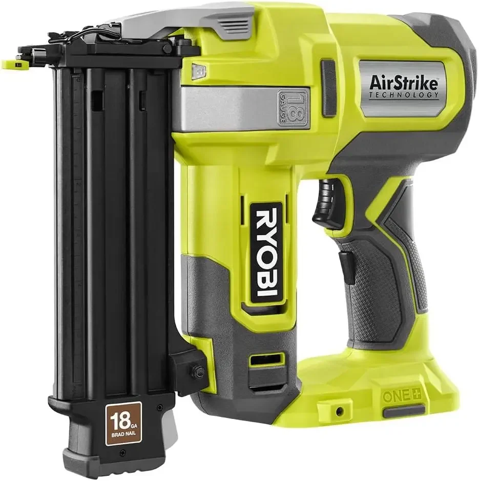 RYOBI ONE + 18V 18 pengukur nirkabel AirStrike Brad Nailer P321 dengan baterai dan pengisi daya (dikemas dalam jumlah besar)