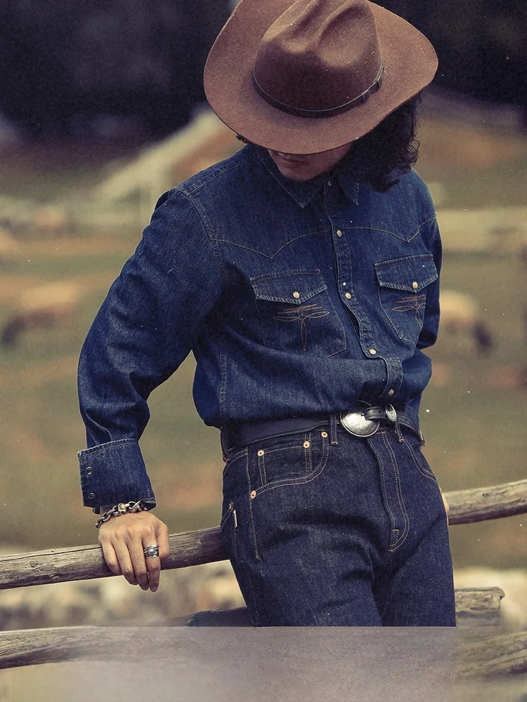

Western Series Basic Edition Original Color Waed Long Sve Button up Western irt Mbbcar Narrow Width Youth Faion Cott...