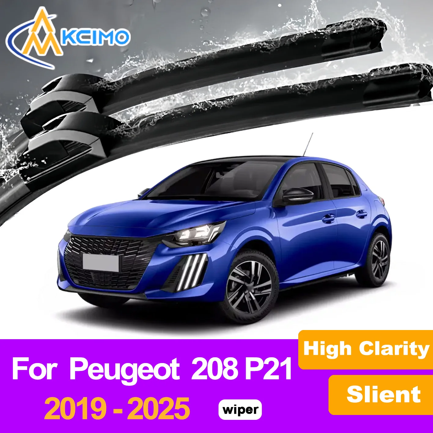 

2Pcs Front Windshield Wiper Blades For Peugeot 208 P21 2019-2025 High Clarity Windscreen Window Car Accessories