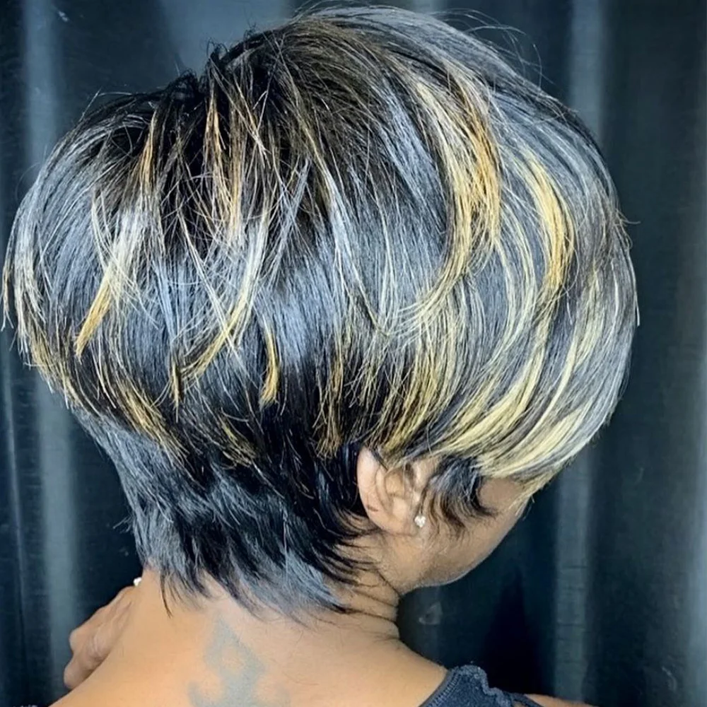 شعر مستعار بقص عابث مع الانفجارات أسود أشقر مختلط 1B/27 طبقات شعر بشري ريمي برازيلي مصنوع آليًا بالكامل #1