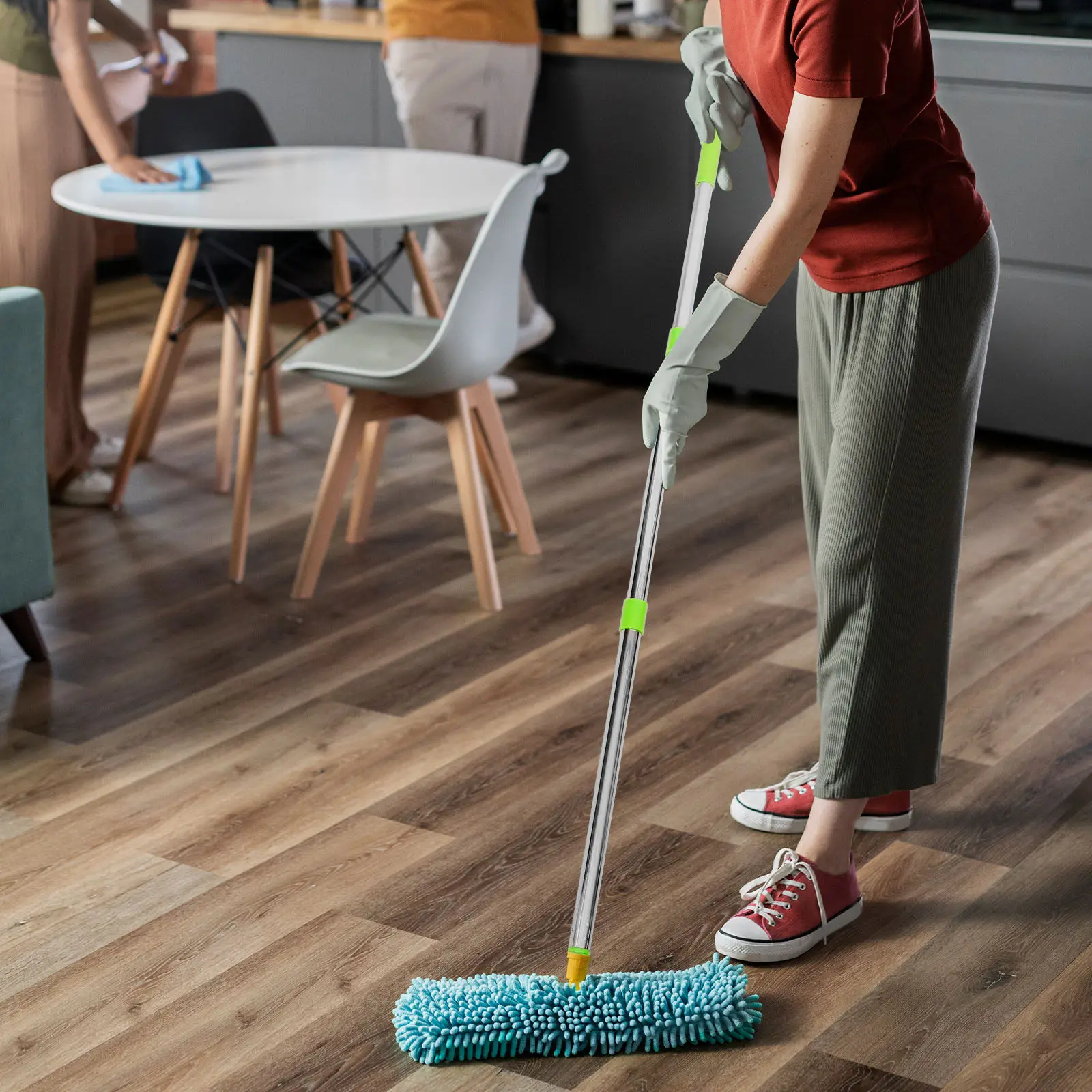 Heavy-Duty Stainless Steel 3-Section Threaded Mop Pole – Universal Replacement Handle for Commercial & Home Use