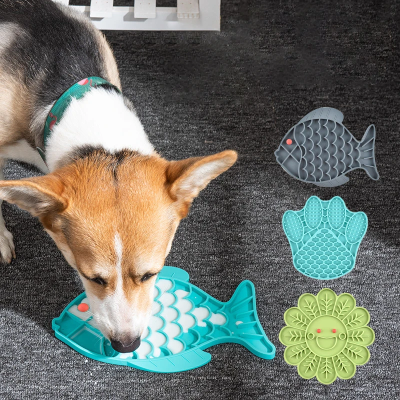 Fish Shape Silicone Licking Mat Cat Slow Feeding Bowl Puppy Kitten Develop Good Feeding Habits Food Dispenser Pad Pet Supplies