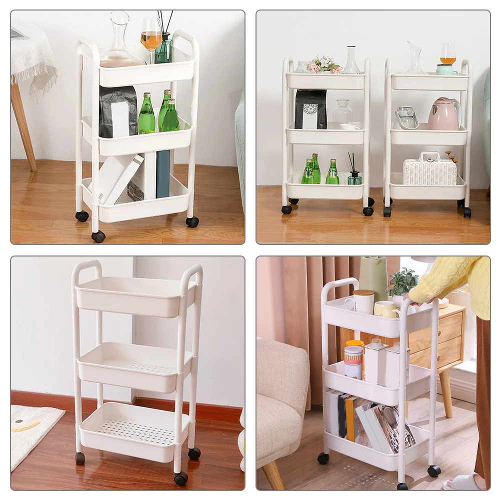 Plastic Movable with Handle Multi-Tier Rolling Cart Trolley Rolling Cart For Nursery Trolley Cart With Wheels Cart Organizer