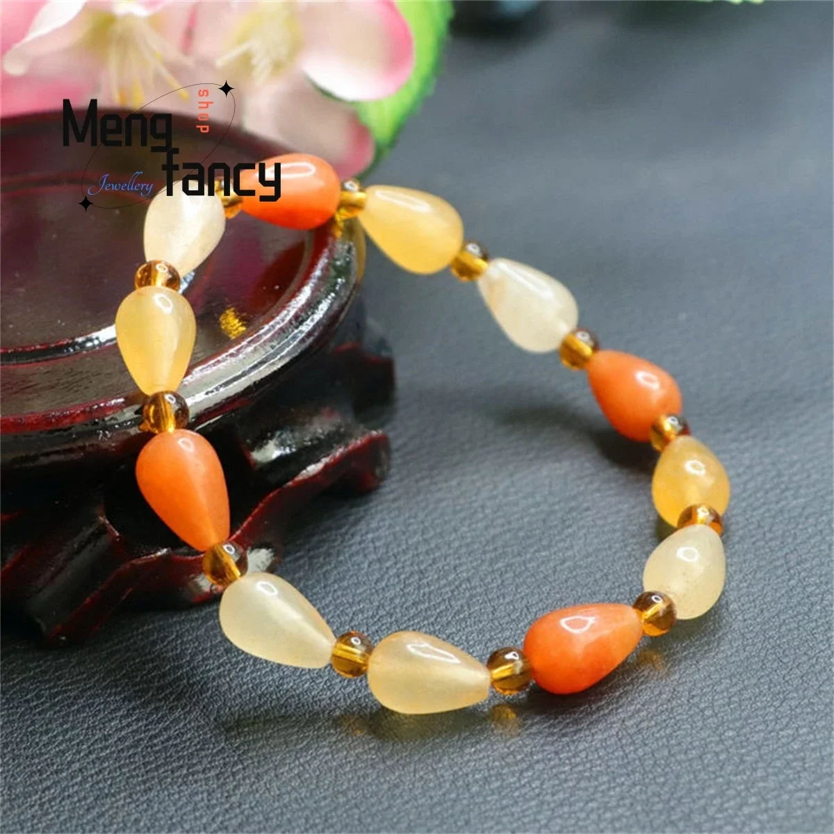 Natural Gold Silk Jade Water Drop Bead String Bracelet Personalized Fashion Versatile Exquisite Best Selling Luxury Fine Jewelry