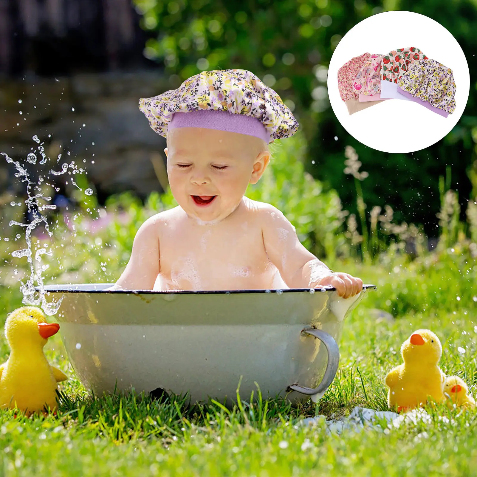 

4pcs Kids Satin Sleeping Cap Light Travel-Friendly Night Hat For Home Hotel Use Mixed Color Baby Shower Head Cover