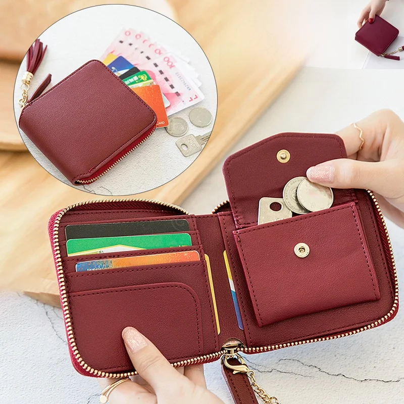 

Faionable Tassel ort квадратный кошелек на молнии для женщин, новинка 2023 года, простая корейская версия, кошелек для монет, женский кошелек