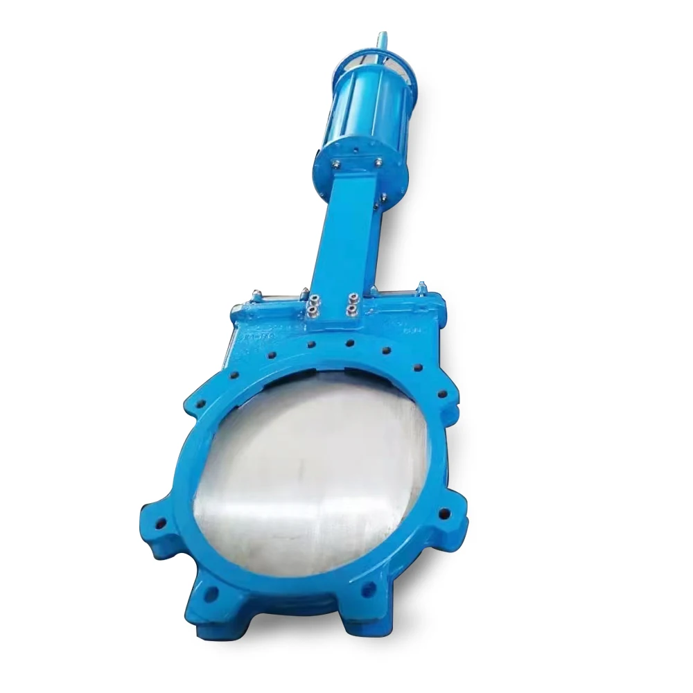 WCB Carbon Steel Single-Acting PN10/16 Knife Gate Valve Pneumatic Or Manual Worm Gear For Water Applications