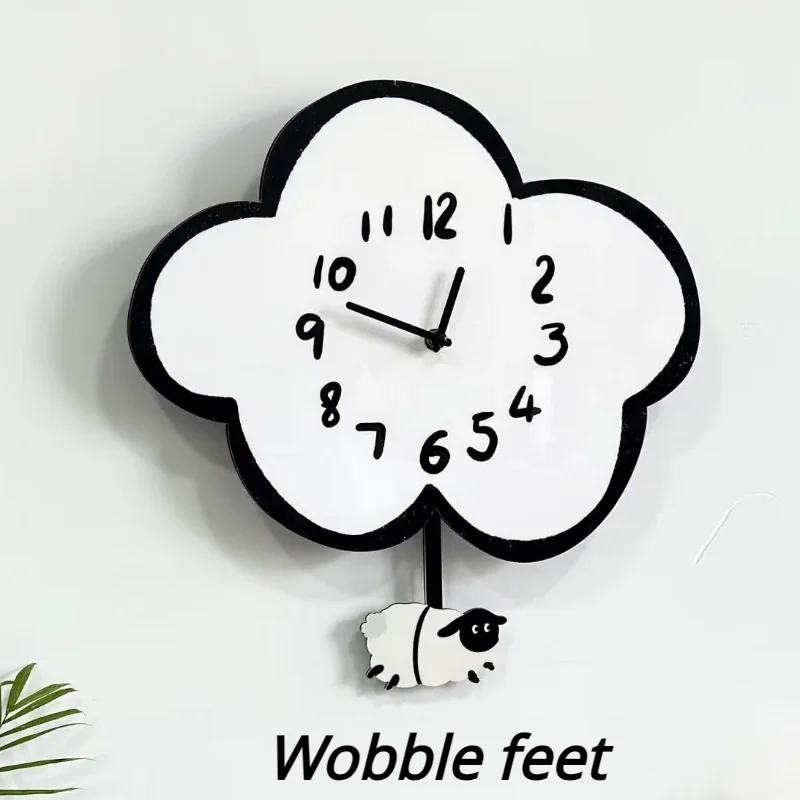 Swaying Cloud Cartoon Mute Clock Living Room Children\'s Room Swing Wall Clock Home Decoration Modern Simple Clock