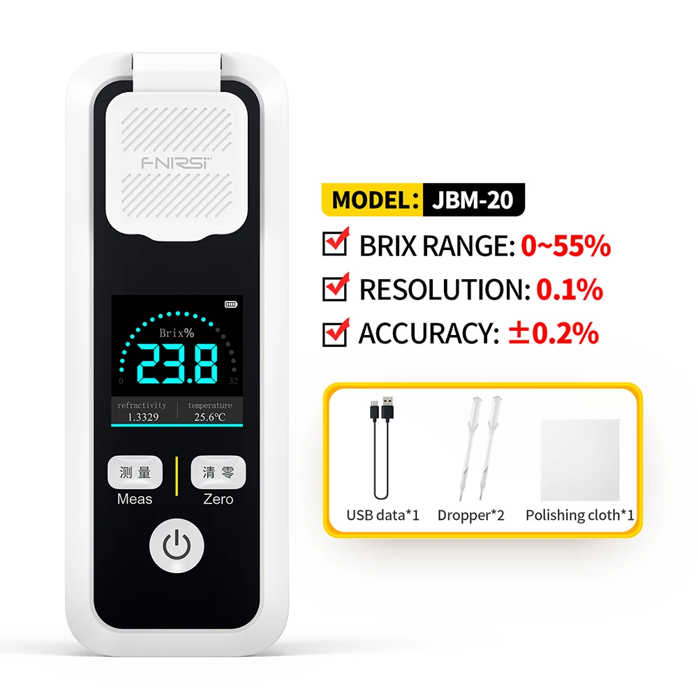 JBM-10 JBM-20 refratômetro digital brix recarregável medidor de conteúdo de açúcar suco de frutas bebida vinho cerveja 32%/55% ferramenta