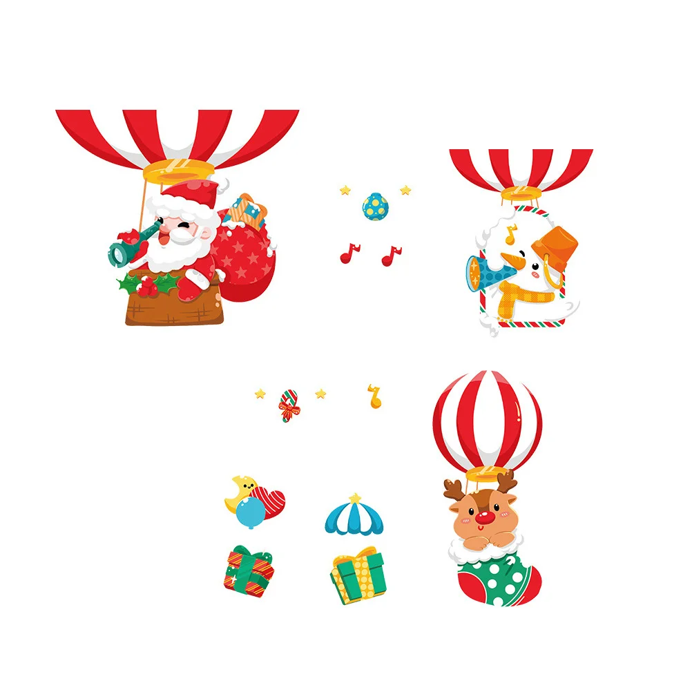 

2Pcs Christmas Santa Claus Window Sticker Removable PVC Cartoon Cling Decorative Xmas Wall Decals Waterproof Holiday Home Decor
