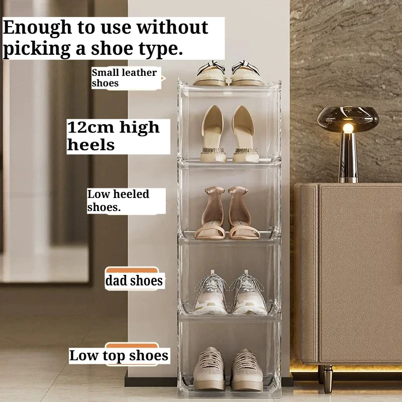 &Transparent Plastic Shoe Cabinet Storage Box Dust‑Proof Shoe Organizer Cabinet For Entryway Home Shoe Rack Entrance Hallway