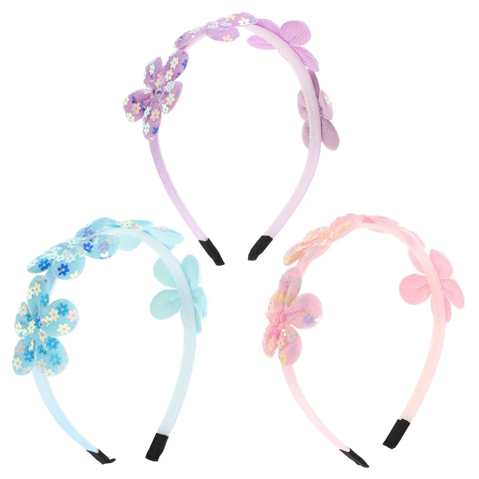 

3 шт., повязка на голову с блестками и цветком, жемчужные блестящие аксессуары для волос, обруч для дня рождения, для новорожденных, с цветочным принтом B