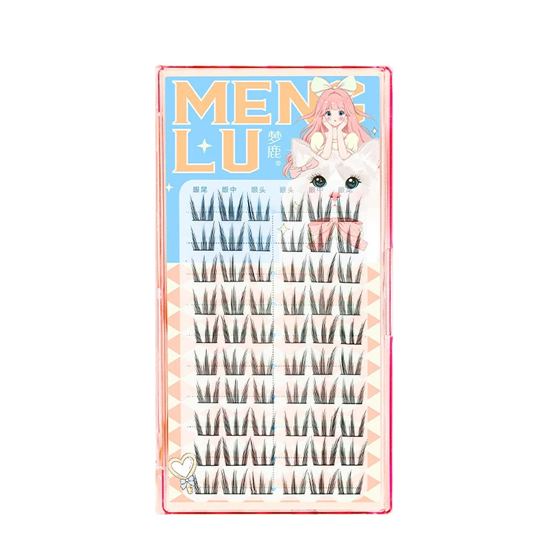 10 Rows/60 Clusters Press On Lashes Glueless Pre-Bond Technology DIY Reusable Self Adhesive Realistic Eyelash Cute Sweet