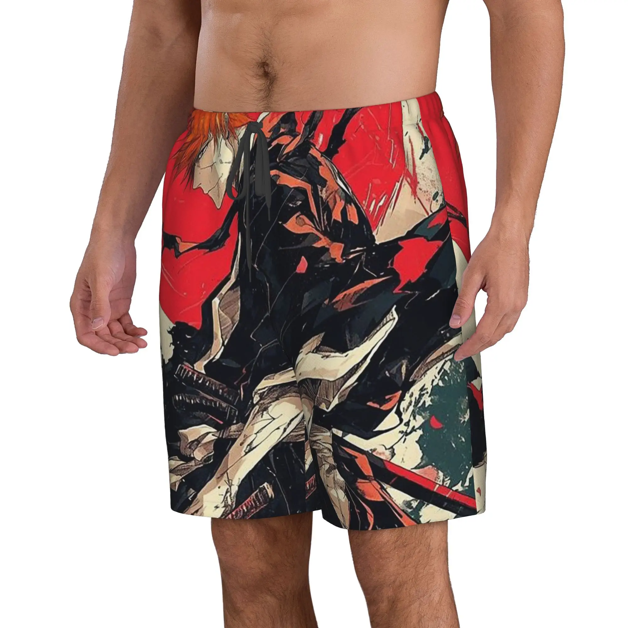 Anime Bleach Ichigo Kurosaki Trunks Beach Board Shorts Casual Quick Dry Swim Summer Men Pants