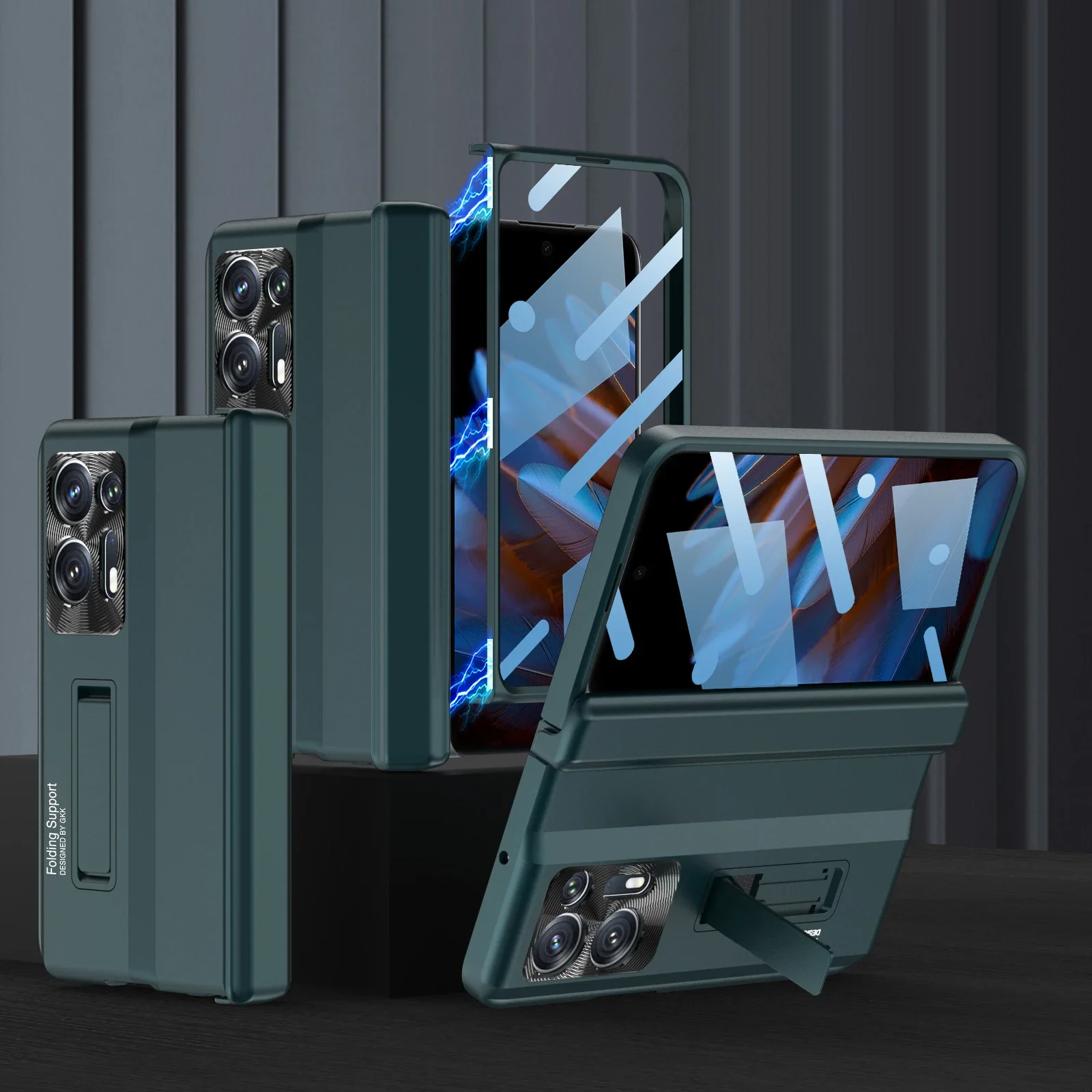 Magnetic Hinge Protection Stand Phone Cover for OPPO Find N2 Case with Screen Protector Bracket Shockproof Hard Plastic