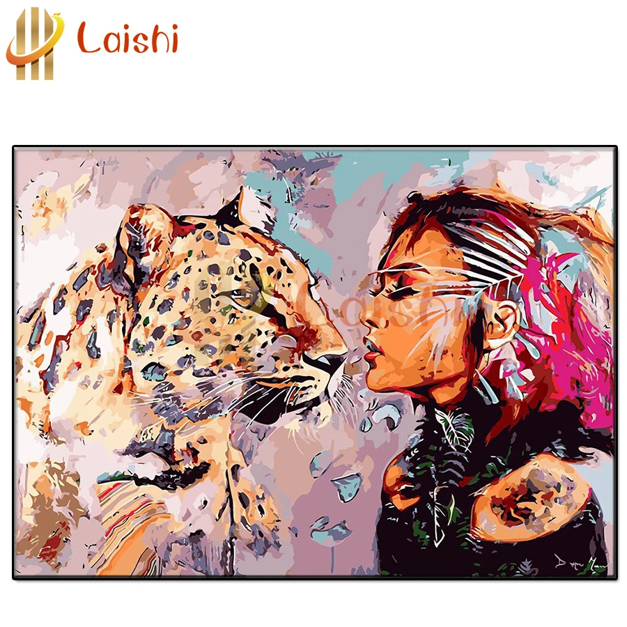 

5D DIY Diamond Painting Abstract doodle woman and leopard Full Square Round Drill Embroidery Cross Stitch gift Home Decor mosaic