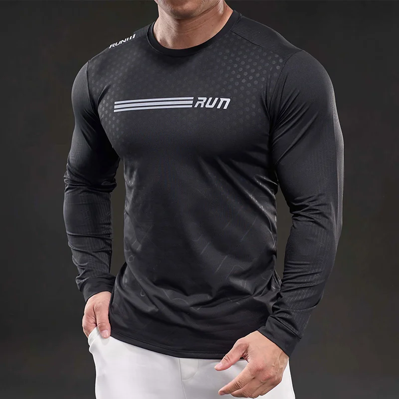 

Спортивная одежда для фитнеса и бега на открытом воздухе, быстросохнущая, дышащая, удобная, стильная, простая, универсальная мужская футболка с высокой эластичностью
