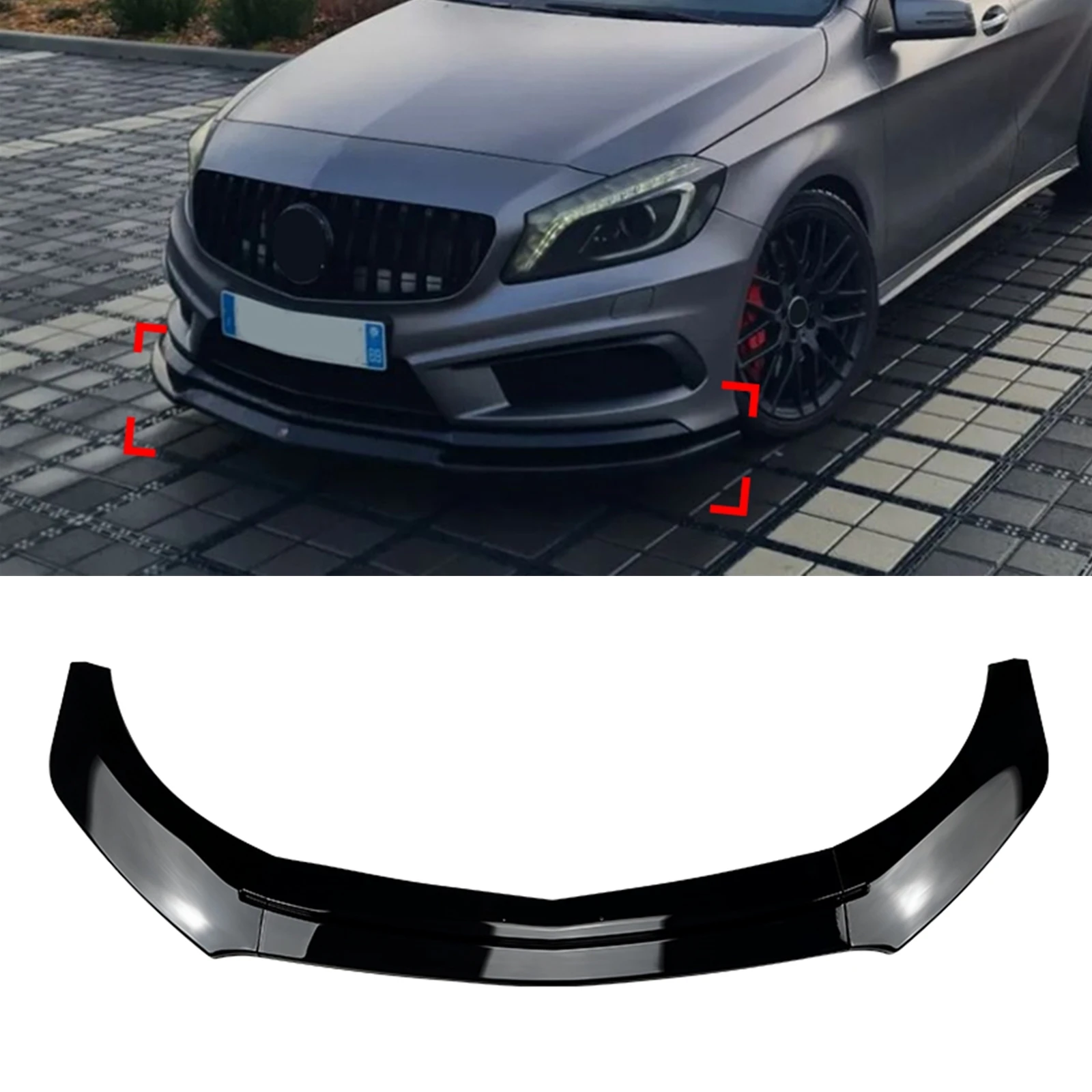 

For Mercedes-Benz A-Class W176 A200 A260 A45 AMG 2013-2018 Hatchback Only Front Bumper Spoiler Lip Lower Splitter Protector Kit