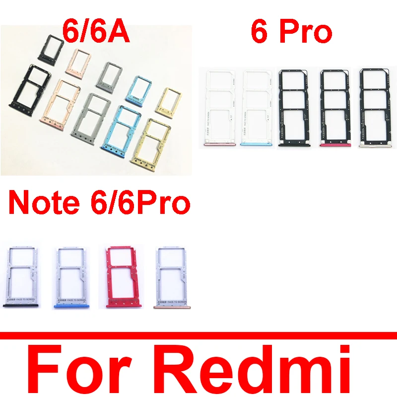 

Адаптер лотка для SIM-карты для Xiaomi Redmi Note 6 6A Pro, слот для держателя SIM-карты, запасные части для ремонта