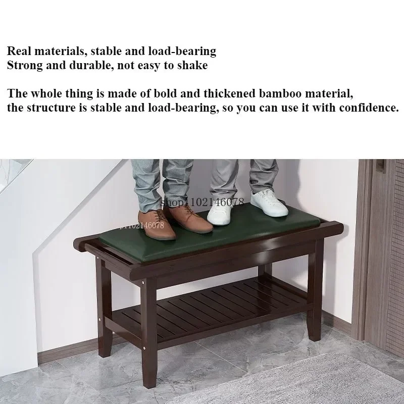 Nordic Entry Door Shoe Changing Stool Light Luxury Shoe Senior Stool Shoe Cabinet Integrated Long Senior Stool Soft Seat Cushion