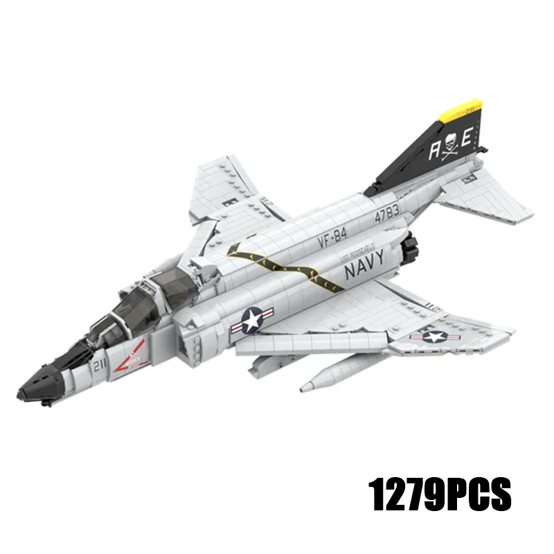 Moc Building Bricks Military Model F-4 Phantom Fighter-bomber Technology Modular Block Gifts Toys For Children DIY Sets Assembly