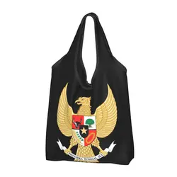 Custom National Emblem Of Indonesian Shopping Bag Women Portable Big Capacity Groceries Indonesia Flag Tote Shopper Bags