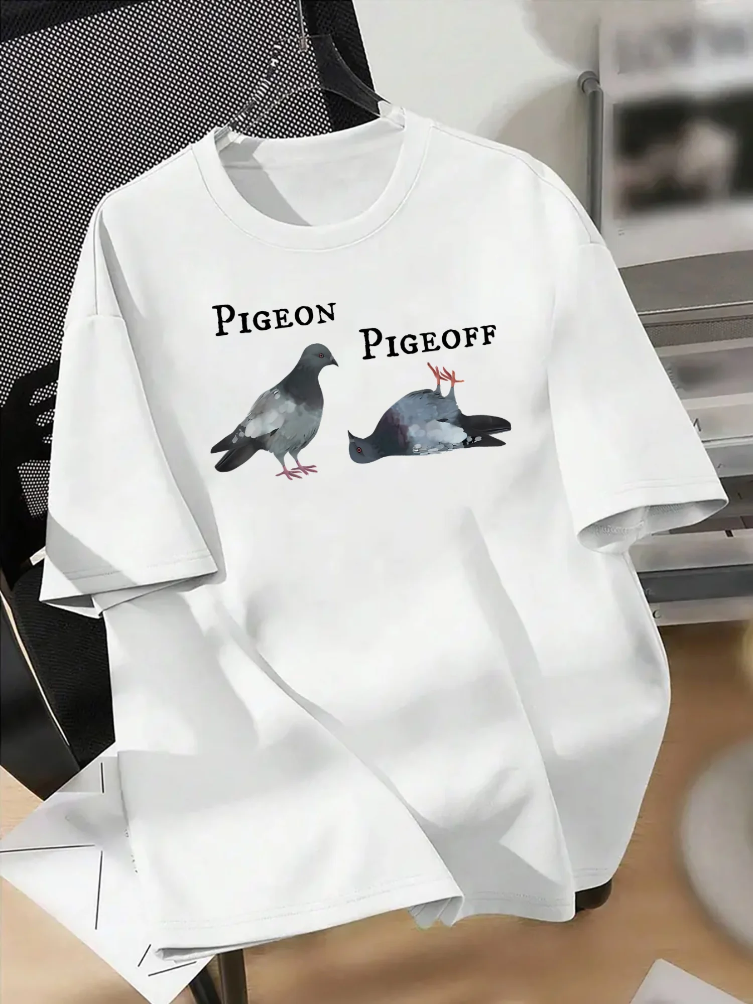 Funny Pigeon Pun Print on Premium 100% Cotton Mens T Shirt Perfect for Summer Casual Streetwear and Humor Lovers