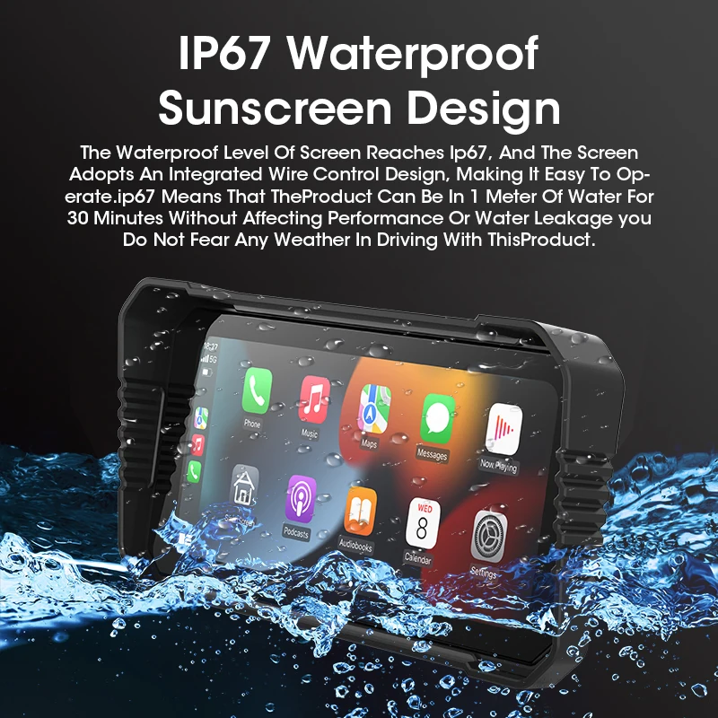 Srnubi 6.25 "دراجة نارية CarPlay المحمولة أندرويد السيارات نظام تحديد المواقع والملاحة الرقمية موتو لوحة القيادة الوسائط المتعددة شاشة عرض مقاومة للماء