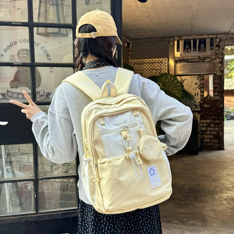 Cute School Backpack for Girls ,Large Capacity Daypack with Mini Coin Purse Multi Pocket Casual Rucksack for Campus Study Daily