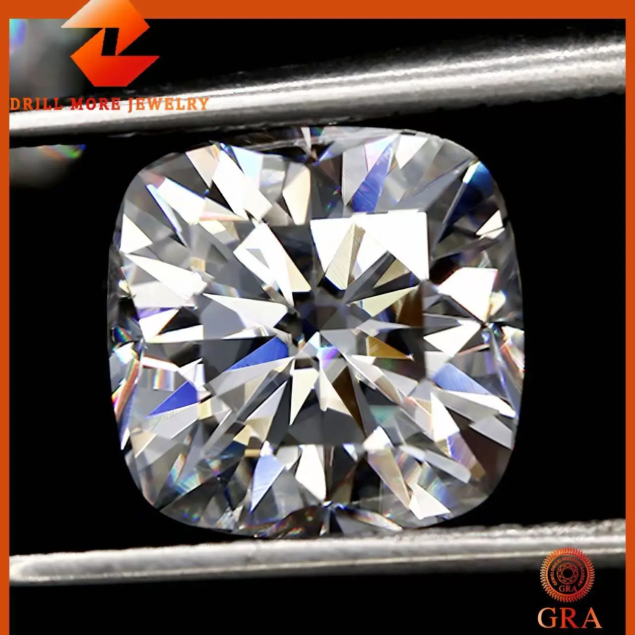 Real White D Color Cushion Cut Moissanite Stone 0.5-5.0ct GRA Certified Moissanite Diamond Positive Pass Tester with Certificate