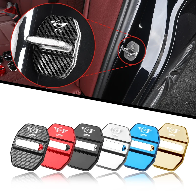 4PCS Metal Car Door Buckle Lock Cover M Performance Emblem For MINI Cooper Cabrio JCW Countryman Paceman Clubman R58 R59 R57