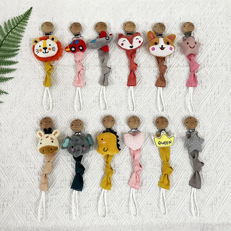 Ins Cartoon Fabric Cartoon Light Pacifier Chain Baby Anti-drop Pacifier Clip Pacifier With Baby Teether Animal Anti-drop Chain