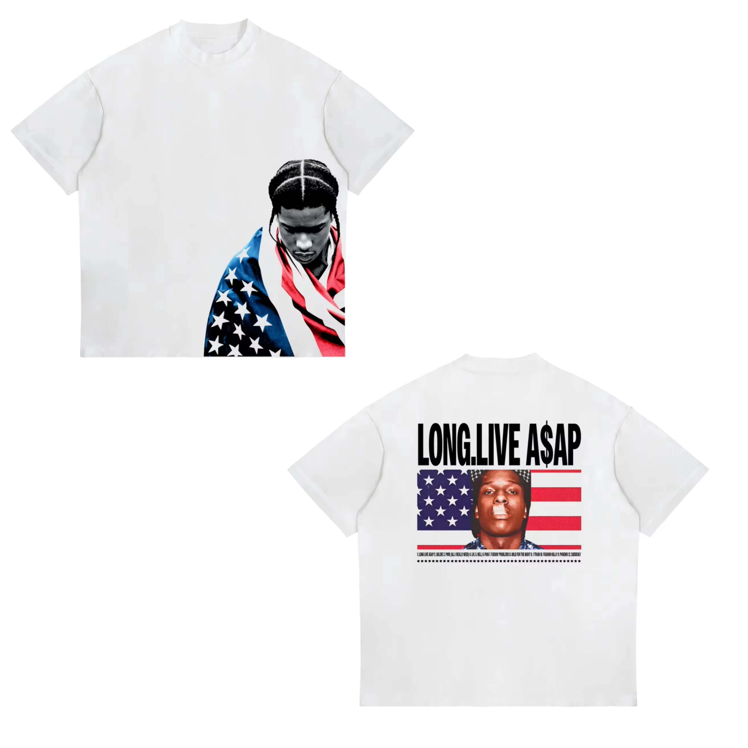 2026 Neues ASAP ROCKY T-Shirt HIP HOP High Street Herrenbekleidung Damen Gothic Sommer Tees A$AP Portrait Lässiges Harajuku T-Shirt