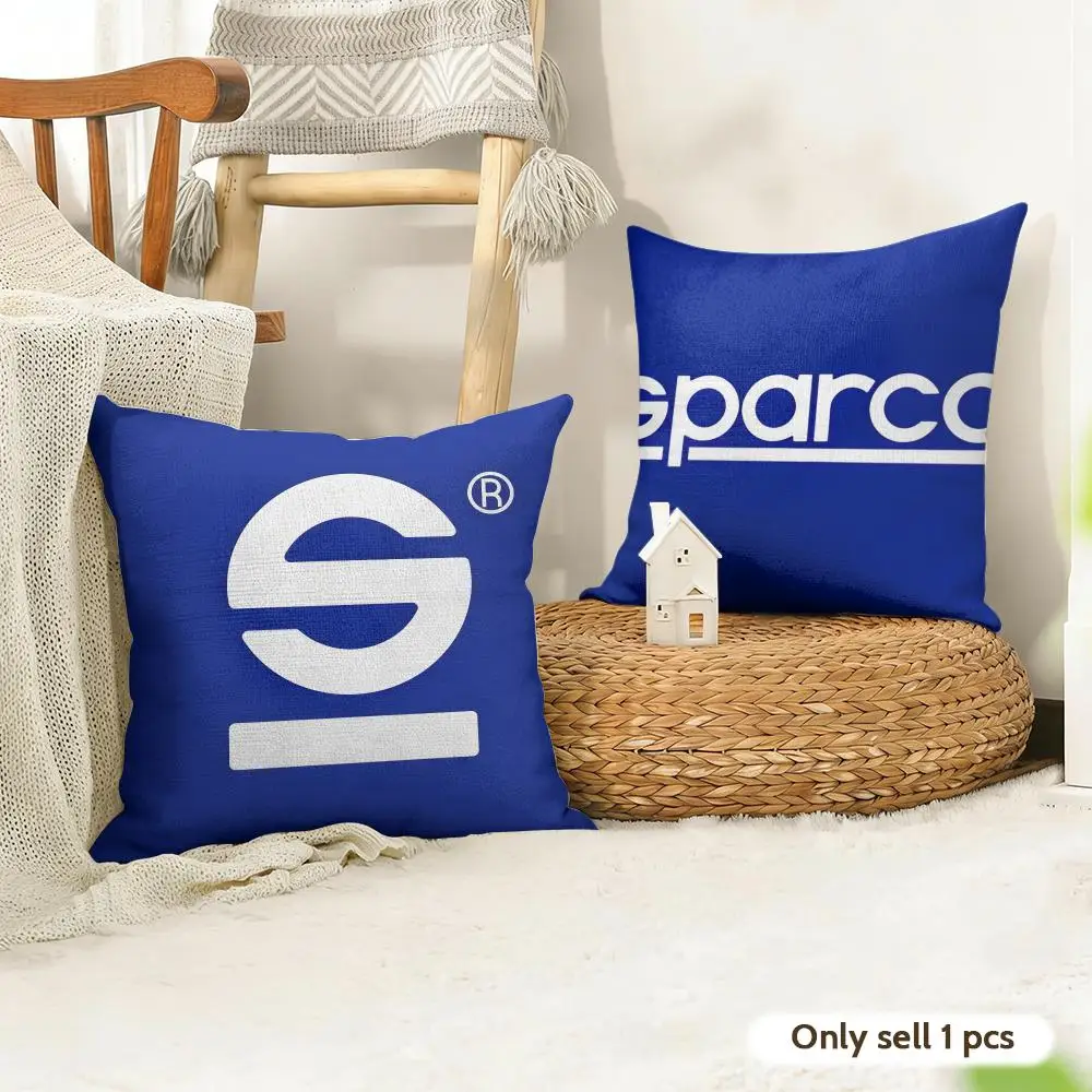 Fashion S-Sparco Logo Cushion Cover Organic Linen Square Pillow Case Durable Non-Allergenic And Kind To Skin