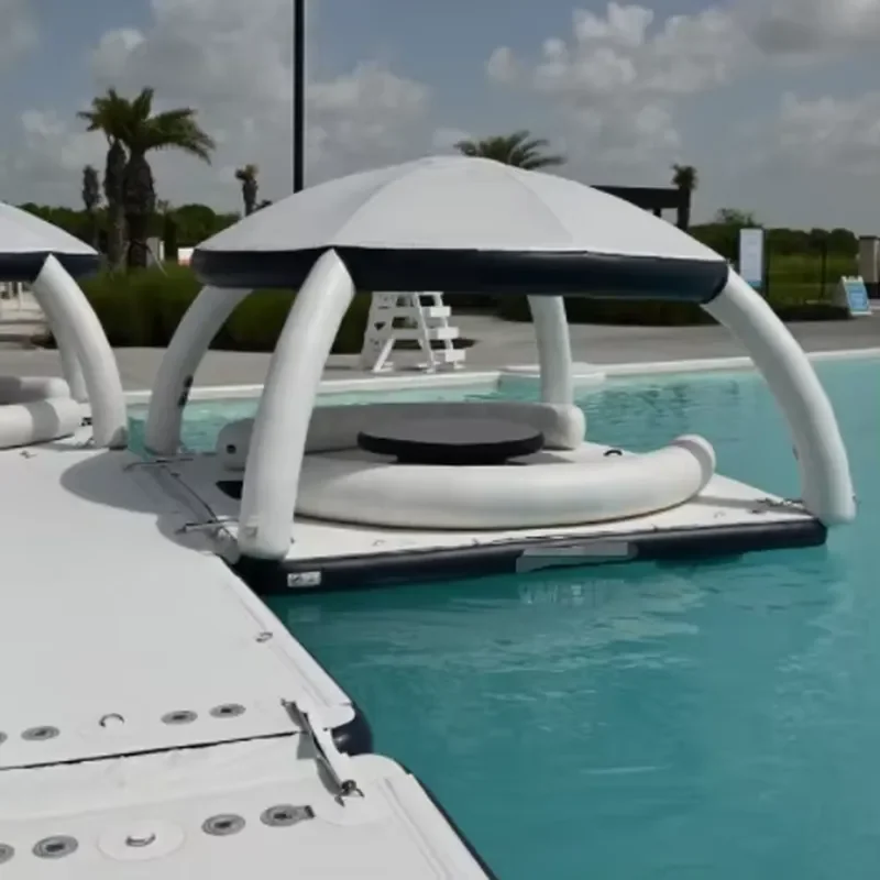Drop Stitch Floating Inflatable Raft Pvc Water Dock Platform With Tent and Table