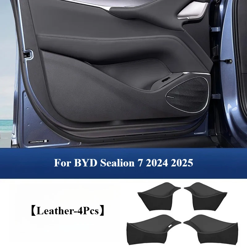 New High Quality For BYD Sealion 7 2024 2025 Car Door Slot Storage Box Pocket Leather Anti-slip Noise Reduction Protective Pad C