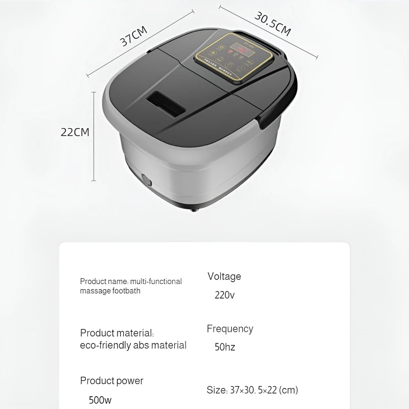 حمام القدم المنزلي الأوتوماتيكي بالكامل، حمام القدم، حمام القدم القابل للطي، دلو تدليك، وسادة الركبة، درجة حرارة ثابتة بالكامل، تسخين القدم