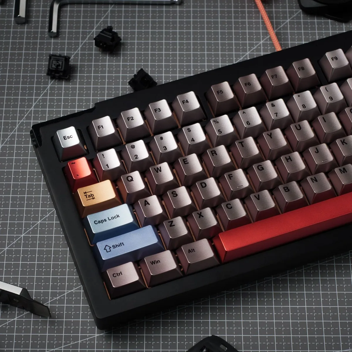 Metallic paint Keycaps Metal Light Cherry Profile 100 Key cap Customize Mechanical Keyboard compatible for 61/63/64/65/68/75/87