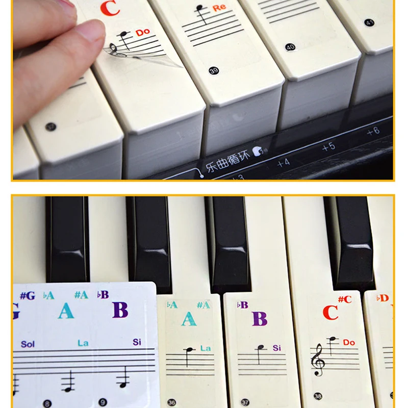 1Pc Keyboard notes Sticker 88/61/54/49/37 keys Piano Sticker Transparent Piano Accessories